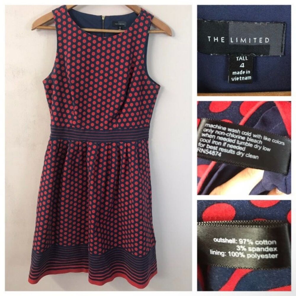 The Limited Navy & Red Polka Dot Dress - Picture 2 of 2